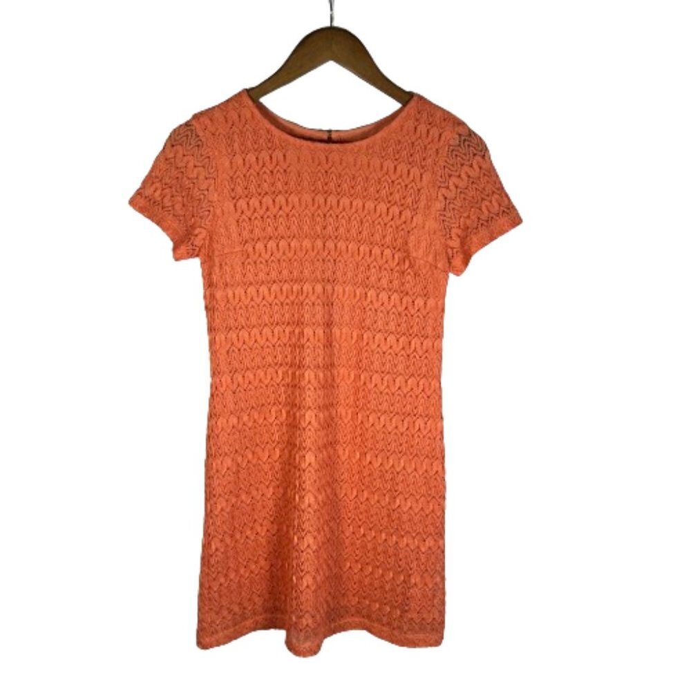 Abercrombie & Fitch Womens Lace Mini Dress Size S Coral Short Sleeves Feminine